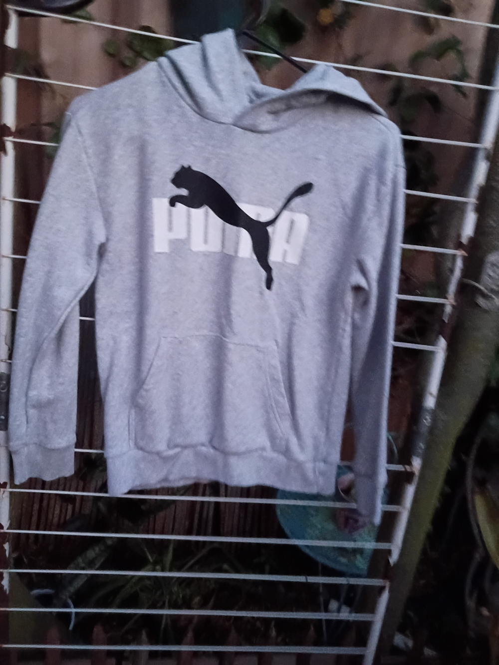 Puma Men’s Light Gray Crewneck Hoodie with Black Puma Logo